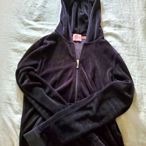 Juicy Couture Black Velour Zipper up Medium